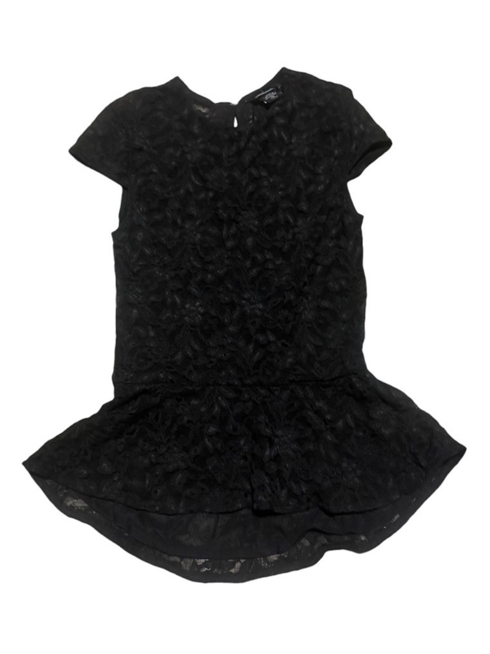 Moda Black Lace Peplum Top with Short Sleeves